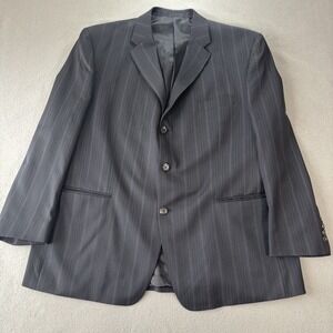 Ralph Lauren Black Pinstripe Wool Sport Coat Blazer Suit Jacket Size 48R Classic